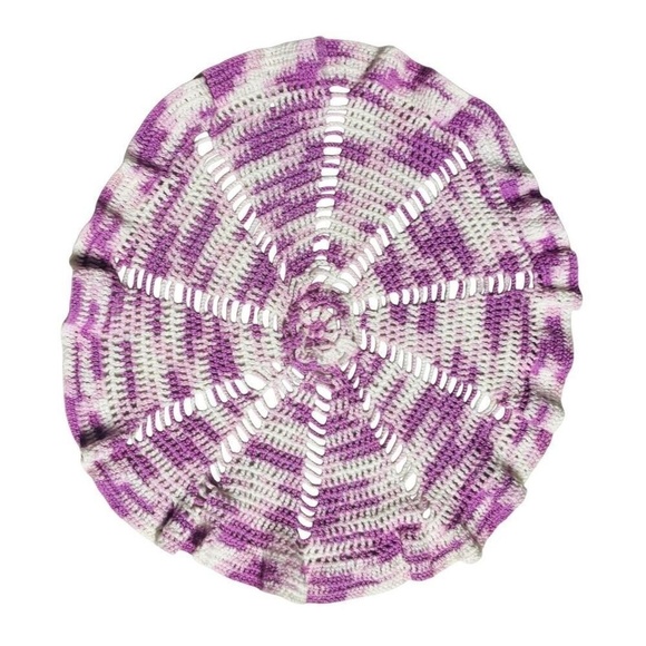 Other - Handmade Crocheted Doily Purple and White 13-14 Wide Spring‎ Summer Fun